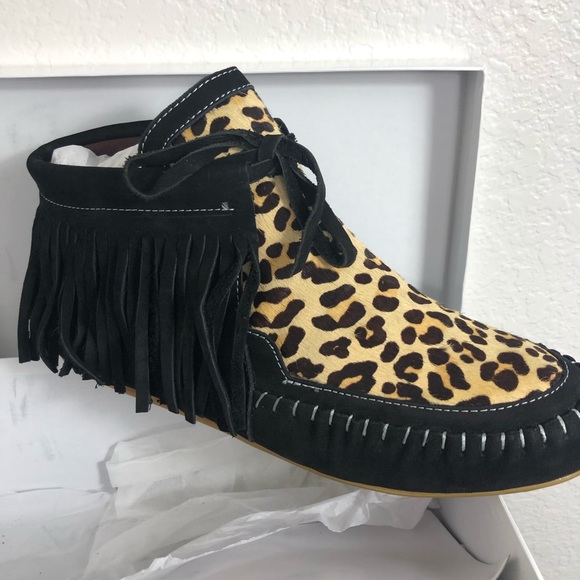 leopard moccasins with fringe